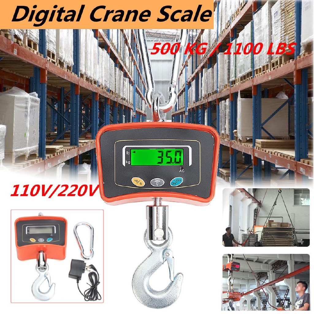 Details about    500 kg 1100 lb Portable Heavy Duty Digital Crane Scale Hanging Scales 2 black 