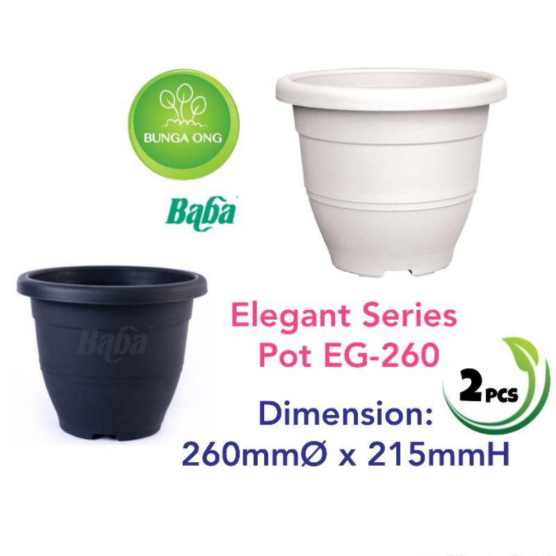 BABA EG-260 POT (2pcs) Flower Gardening Biodegradable Pot Plastic Eco friendly/ Pasu Plastik Tanaman Hias Bunga