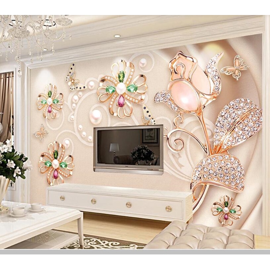 Papel de parede Modern jewelry gem background flower 3d wallpaper  mural,living room tv bedroom kitchen wall papers home decor | Shopee  Malaysia