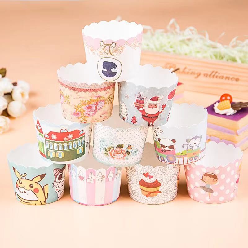 50± pcs/Roll Cartoon Plain Colour Small Paper Baking Heatproof Muffin ...