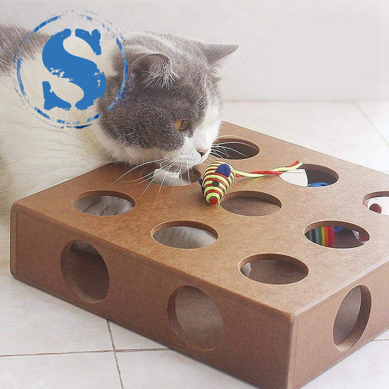 cat toy box with holes