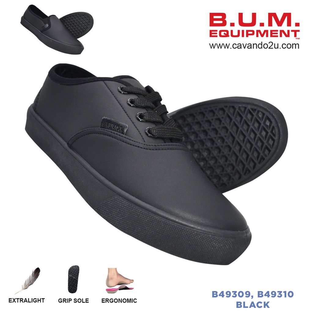 B.U.M. Equipment Unisex Black Shoes B49309/B49310 Black School Shoes / Casual Sneakers / Kasut Hitam Sekolah / Women Men