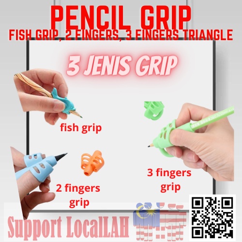 Pencil Grip Holder for Kids, Pemegang Pensel Kanak Kanak, Fine Motor Skill Aid, Pensil Grip Silicon, Left hand