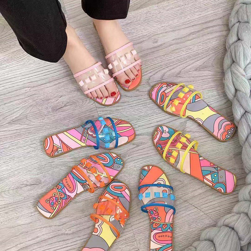 colorful flat sandals