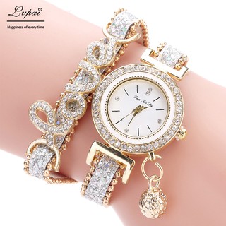 【Ready Stock】jam tangan perempuan Women Fashion Love heart Bracelet Rhinestone Watch Quartz Watches student jam couple