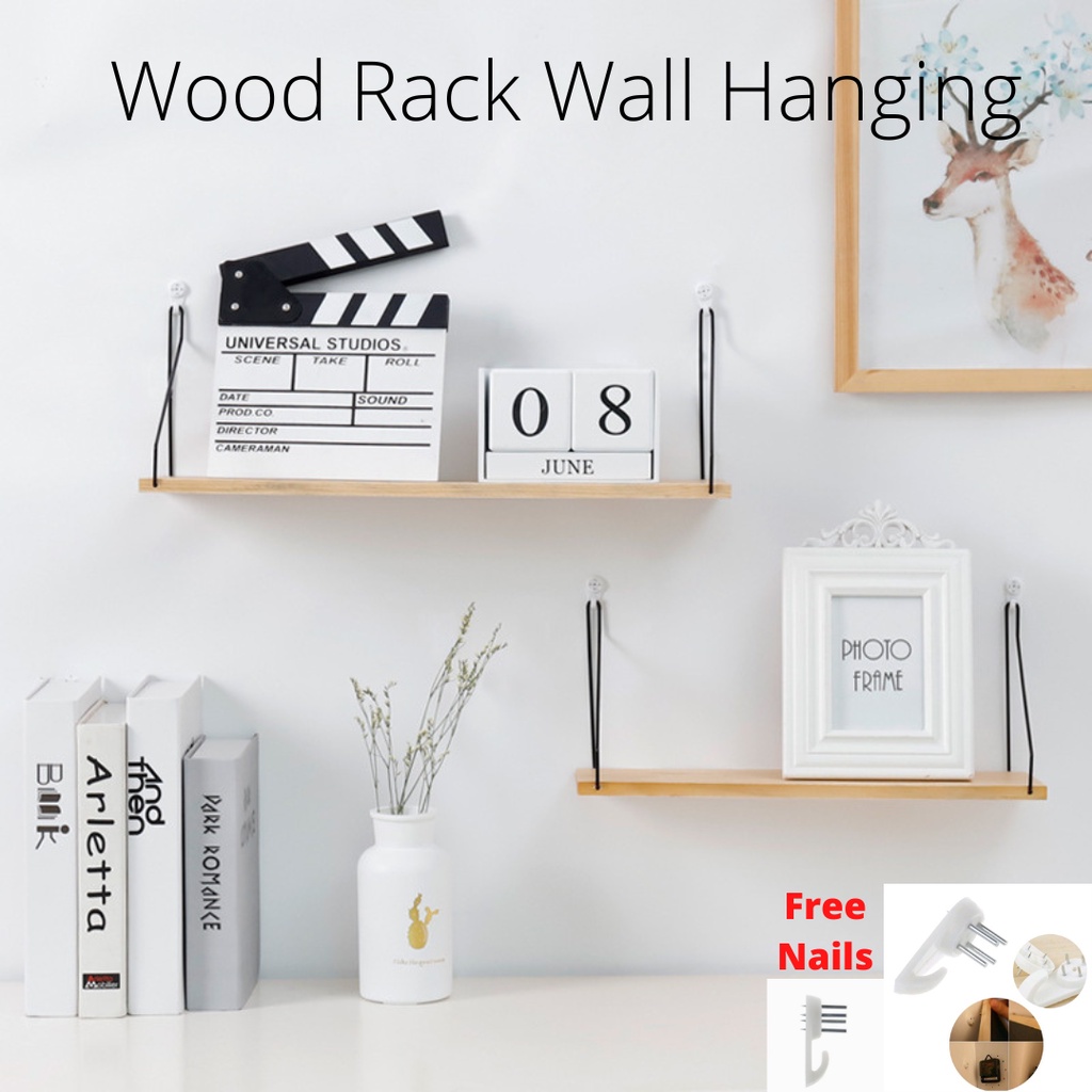 Wood Rak Wall Hanging Shelf Modern DIY Floating Shelving Home Wall Mounted Decorative Small Item