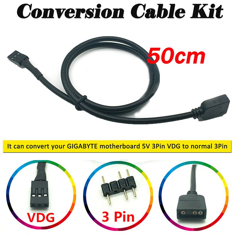bijl Te Ironisch New 5V 3PIN RGB VDG Conversion Line Cable Connector Kit for GIGABYTE  Motherboard | Shopee Malaysia
