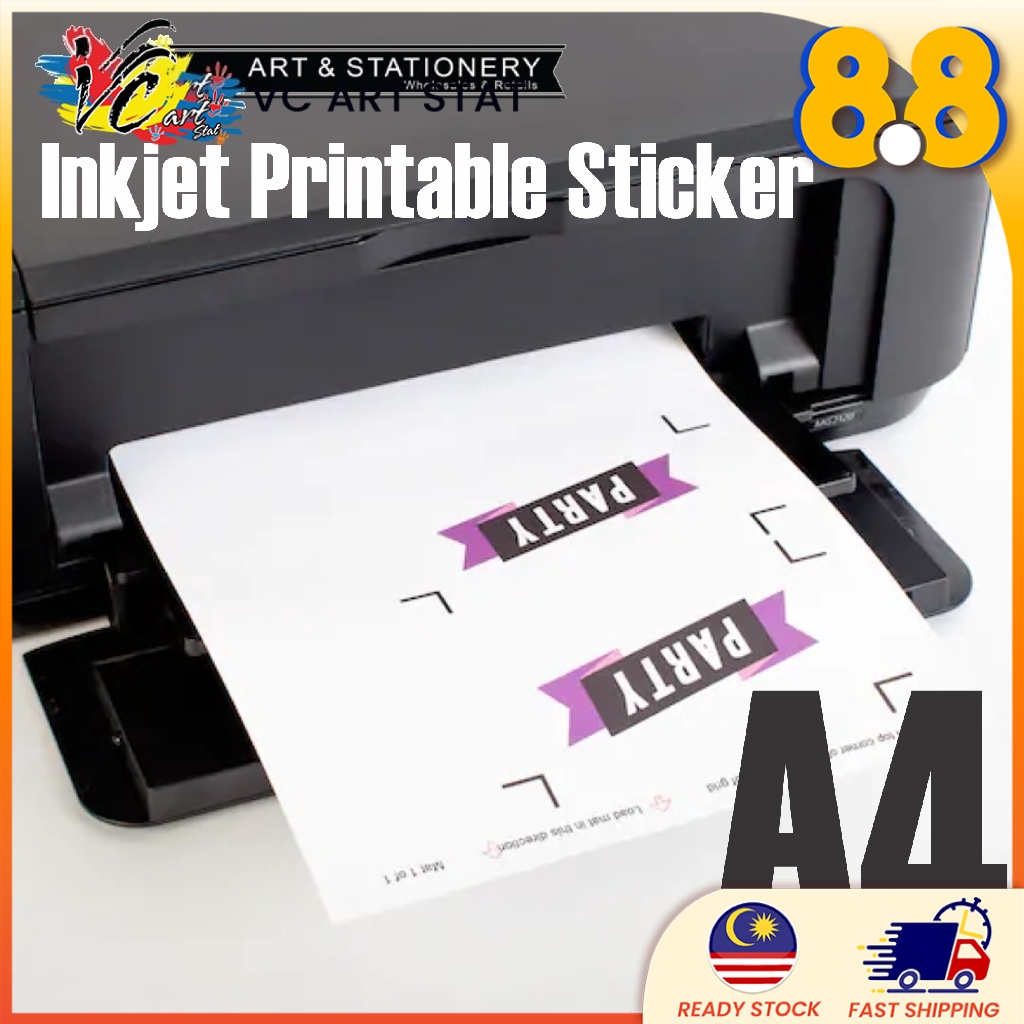A4 Label Sticker Paper Pack of 10 (Laser / Inkjet Printer printable