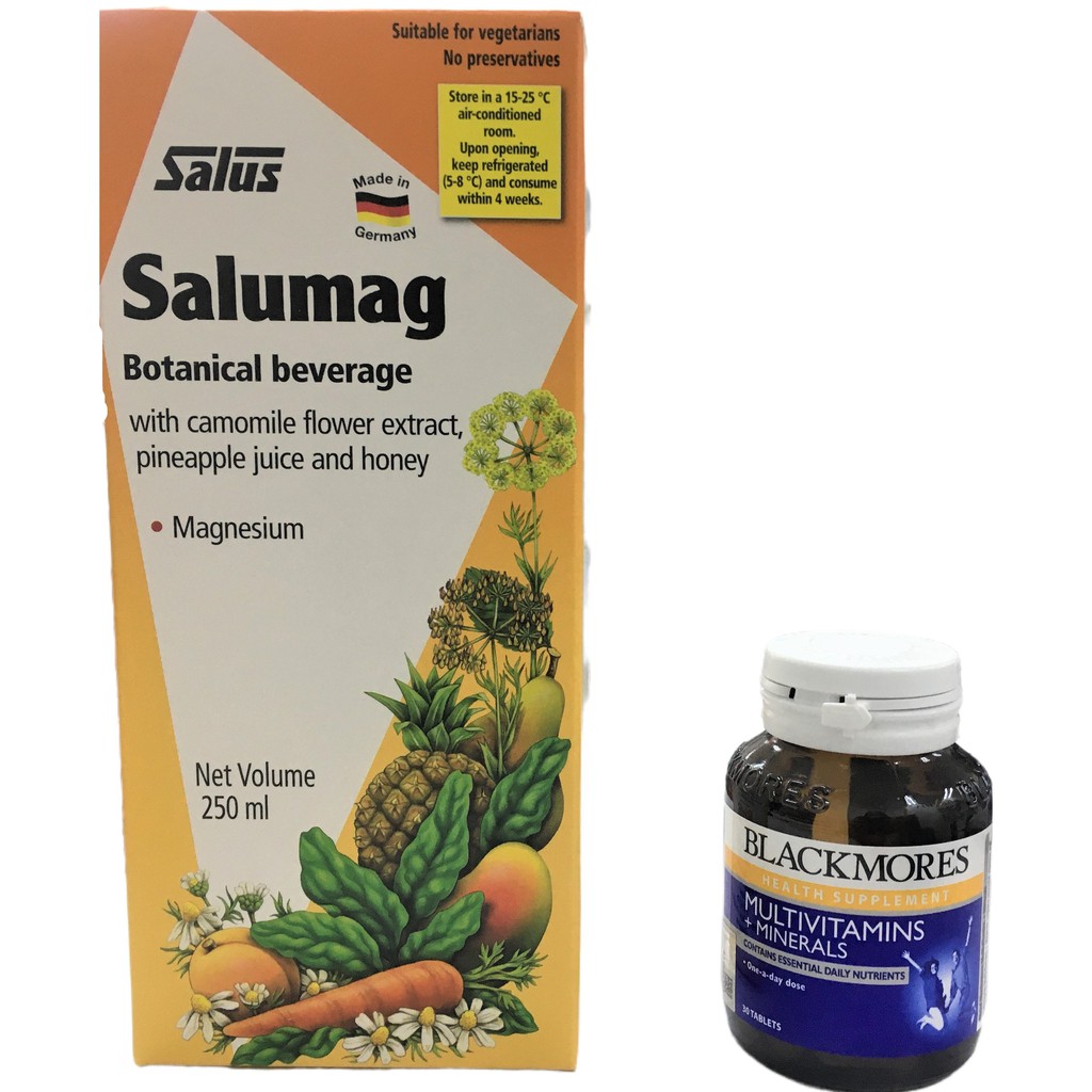 SALUS SALUMAG BOTANICAL BEVERAGE 250ML+FREE BLACKMORES MULTIVITE 30 TAB ...