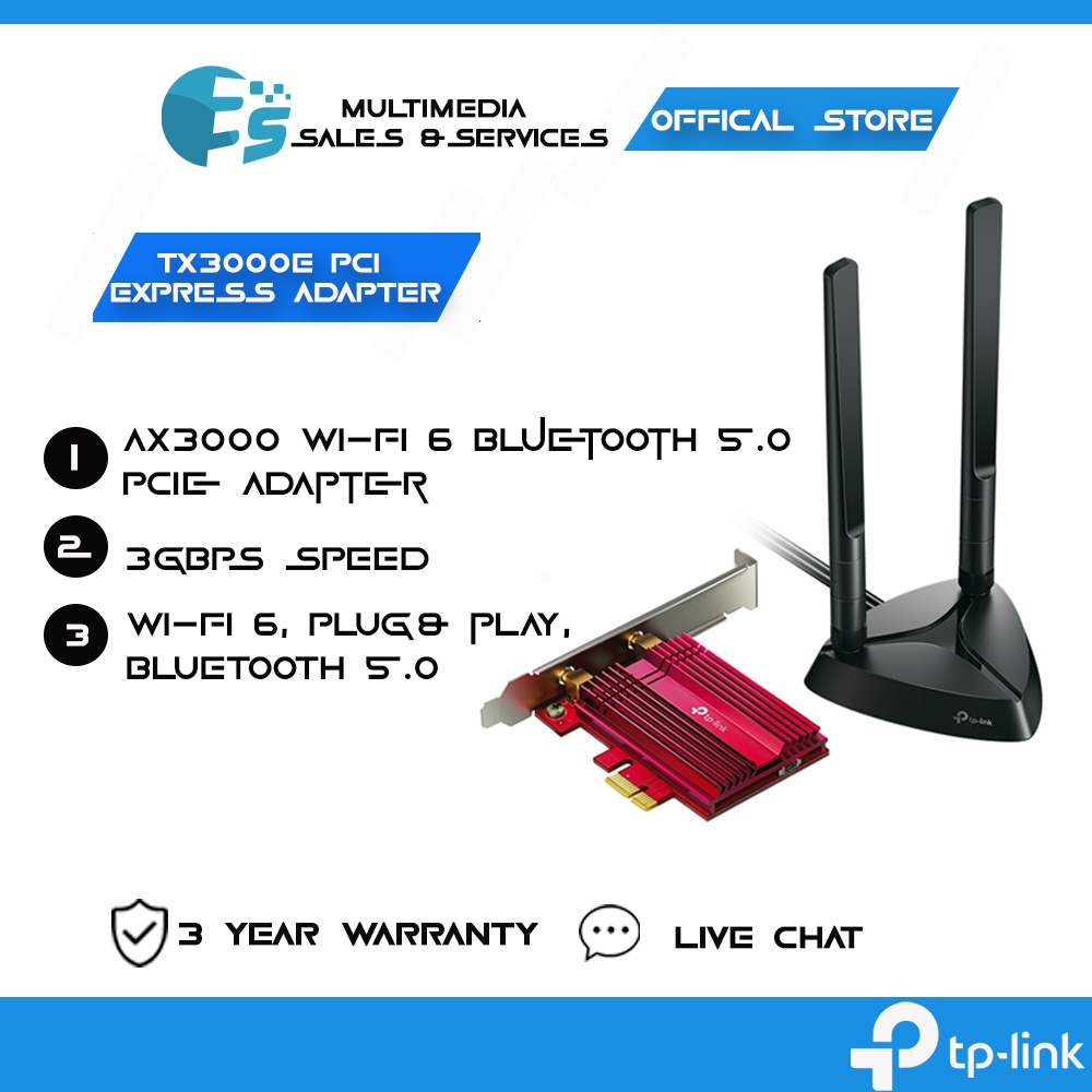 Tp-Link Archer TX3000e AX3000 Wi-Fi 6 Bluetooth 5.0 Pcie Adapter ...