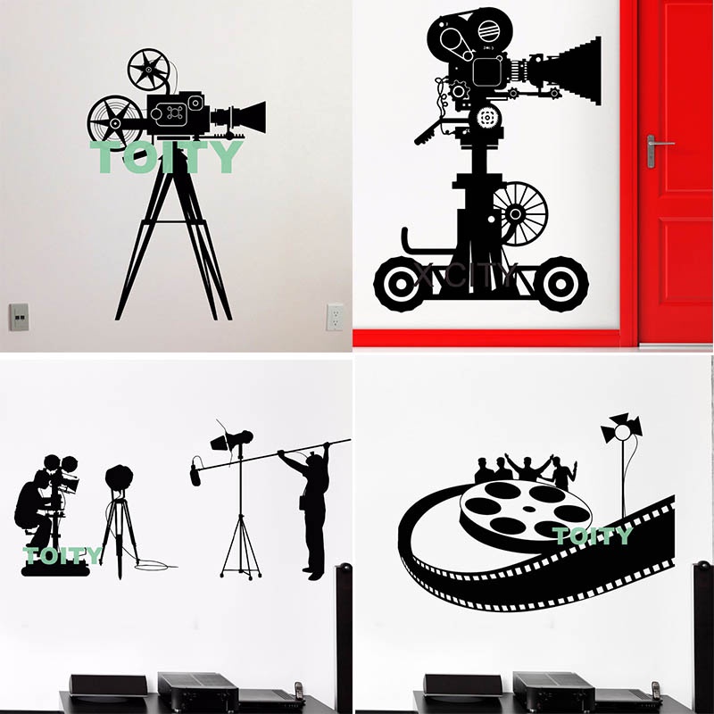 Filming Art Cinema Movie Wall Sticker Acter Producer Filmstrip Vinyl Decal Cinemaddict Cinematography Clapperboard Room Theatre Film Strip Popcorn Cameraman Director Actor Actress Show Time Poster