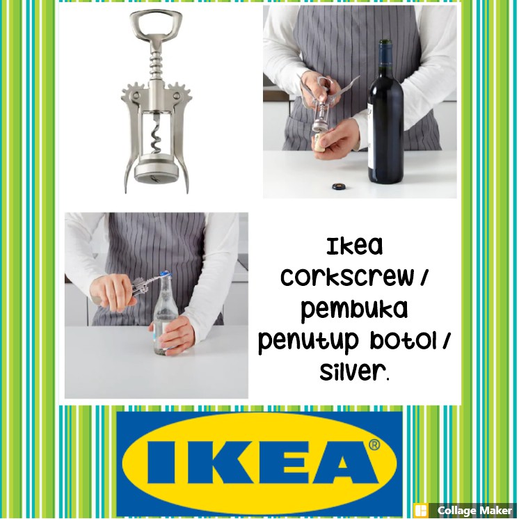 Ikea Corkscrew, silvercolour/ 2 cara dalam 1 pembuka penutup botol