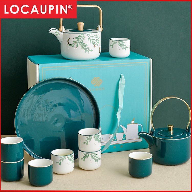 Locaupin Tea Service Set Ceramic Large Tea Pot 4Piece Tea Cups with