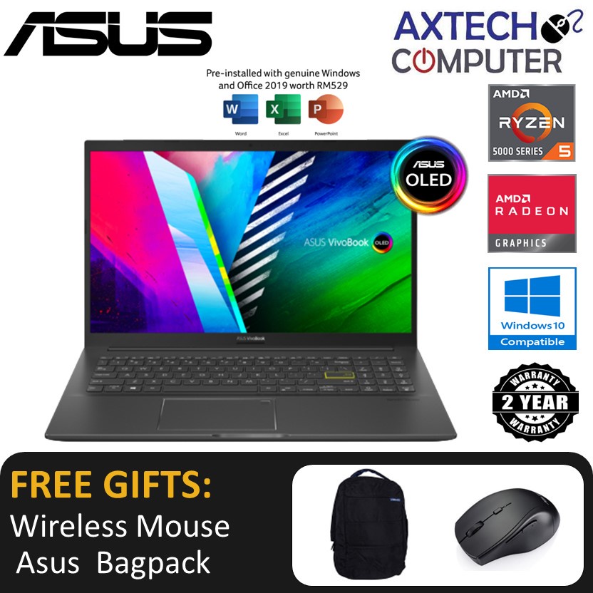 Asus VivoBook 15 OLED M513U-AL1457WS 15.6'' FHD Laptop Indie Black ( Ryzen 5 5500U, 8GB, 512GB SSD, ATI, W11, HS )