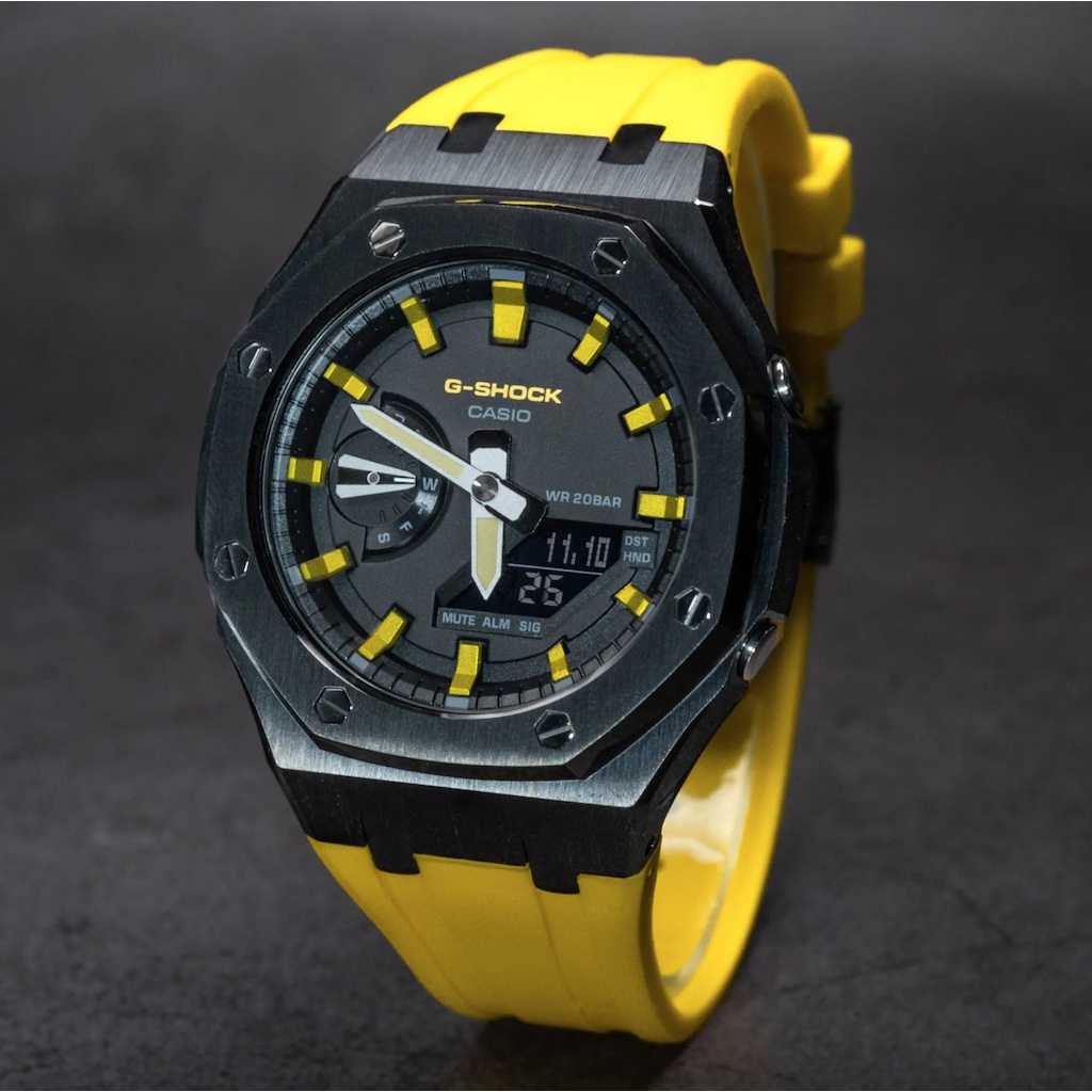 G Shock Custom Ga2100 Tmj Custom Ap Yellow Black G Shock Ap Ga2100 Ap G Shock Steel High Quality 7584