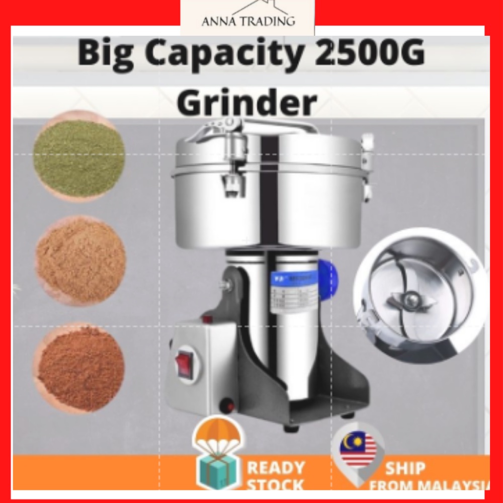 🔥Ready stock🔥 Heavy Duty Big Capacity 2500G Stainless Steel Commercial & Home Use Grinder For Herbs/Spices/Nuts/Beans -