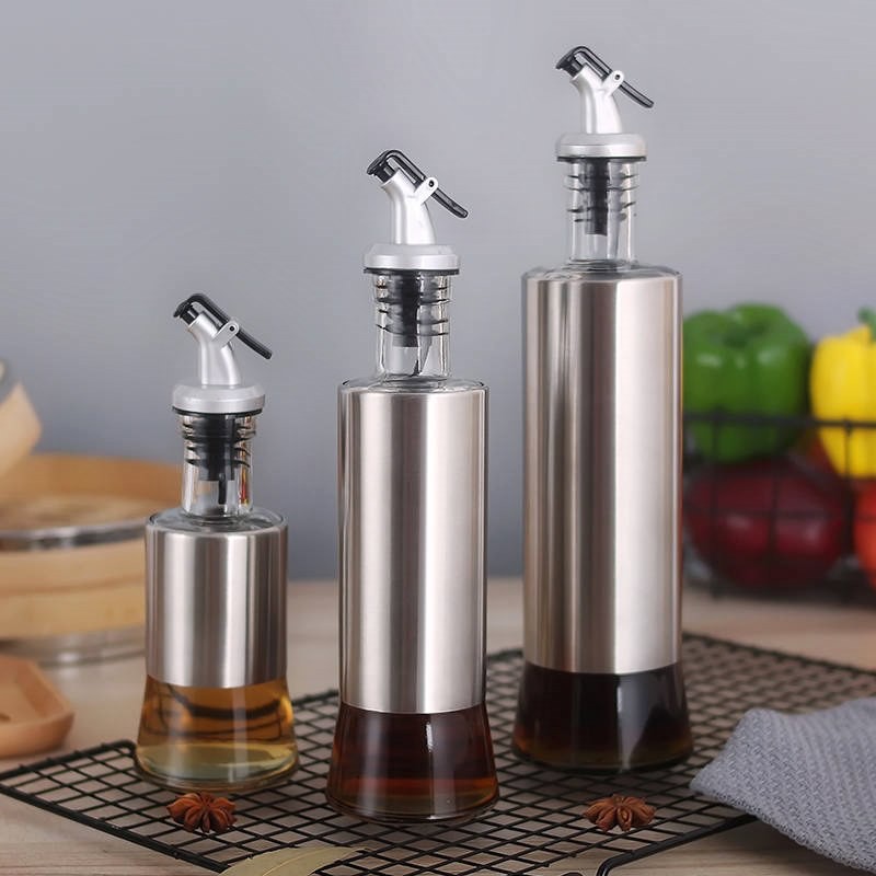 Stainless Steel Glass Condiment Bottle 180 ml / 300 ml / 500 ml