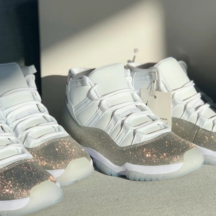 ready stock】Air Jordan AJ11 glitter pink and white starry women's high-top  basketball shoes | Shopee Malaysia