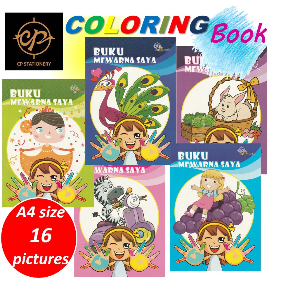 CP Coloring Book A4 Colouring Book 16 Pictures Animal Fruit