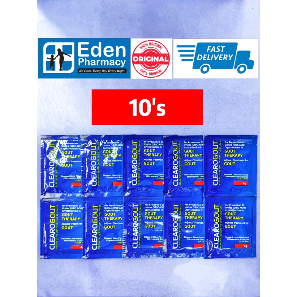 CLEAROGOUT alkalinising effervescent granules for GOUT uric acid ( 10's
