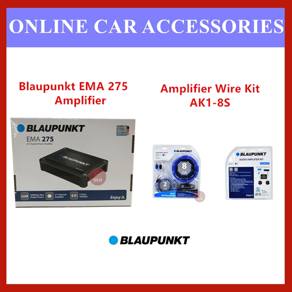 Blaupunkt EMA 275 2/1 Channel Power Amplifier + AK1-8S Amplifier Wire Kit