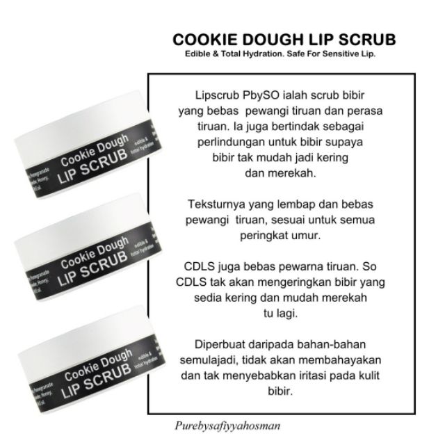 Cookie Dough Lip Scrub Lip Scrub Untuk Bibir Gelap Sensitif Shopee Malaysia