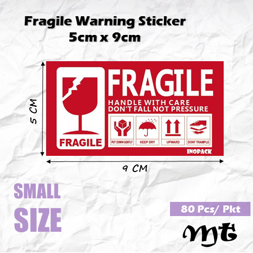 Fragile Sticker 5cm x 9cm - 80pcs Stiker Mudah Pecah Fragile Label