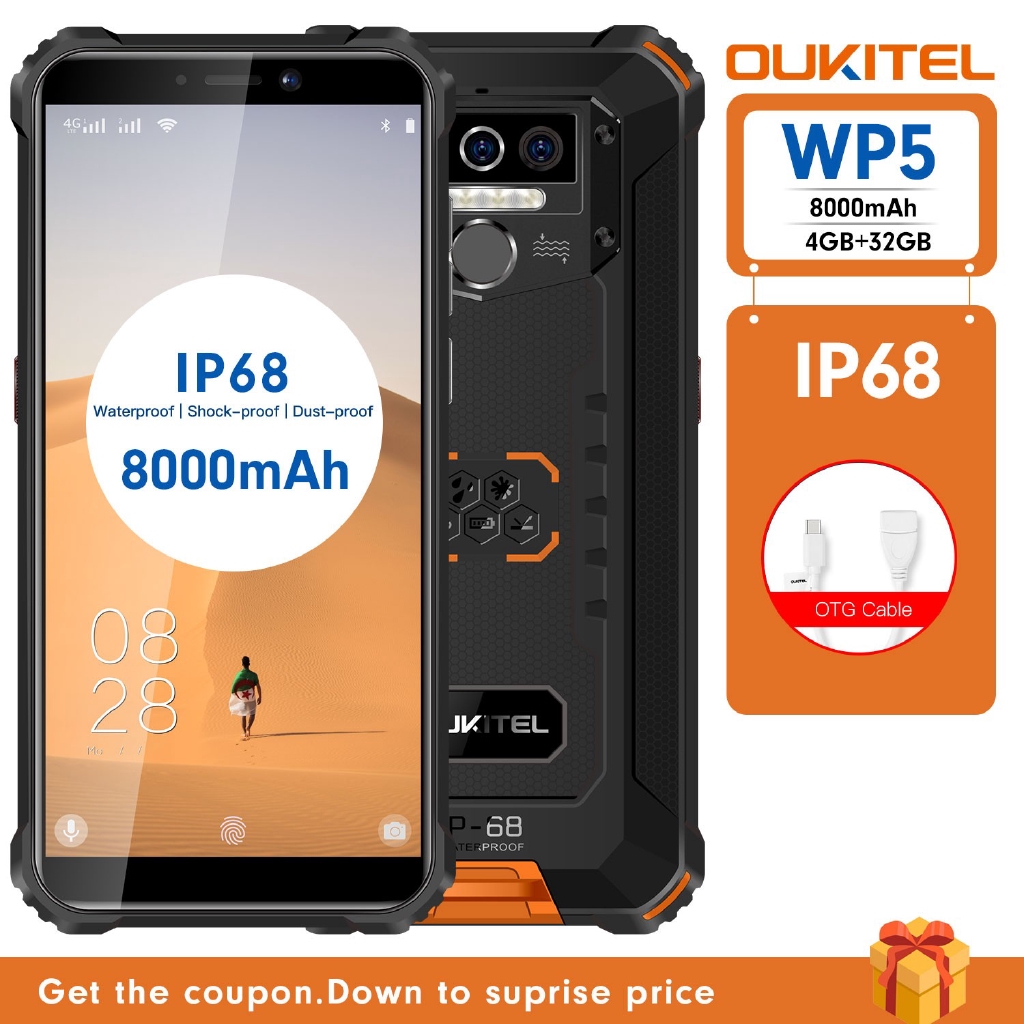 Oukitel Wp5 Smartphone 5 45 Inch Screen Quad Core With 4gb Ram 32gb Rom 8000mah Battery Shopee Malaysia