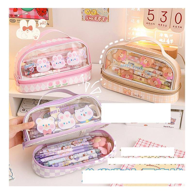 Casual Travel 2022 PVC Large Capacity Pencil Case Kawaii School Pen Supplies cosmetic Storage Bag Students Cases Big ... - Image 3