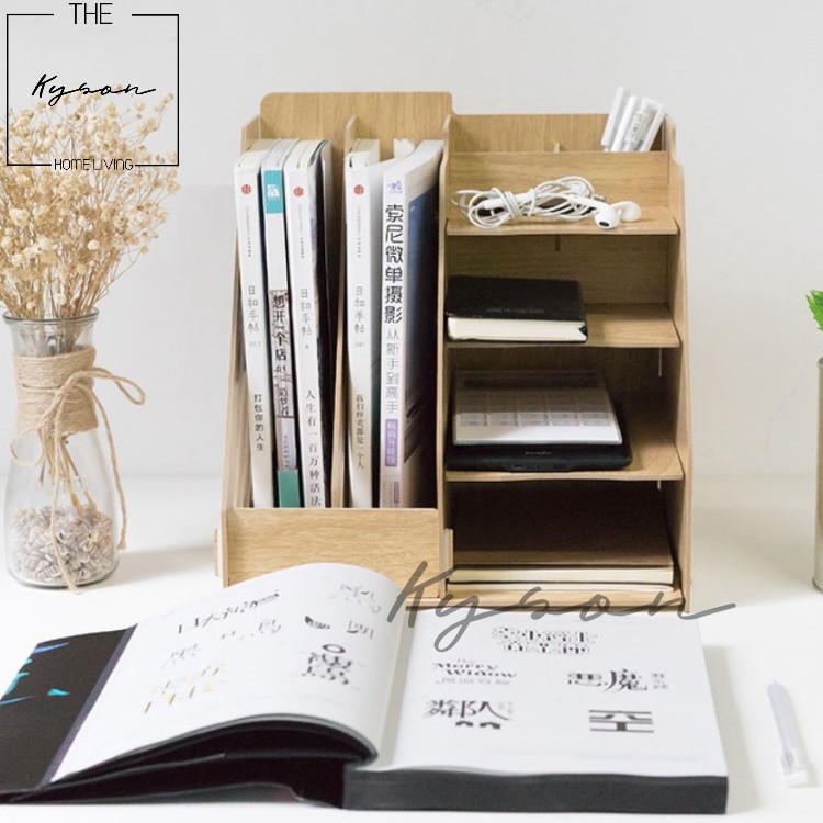 Kyson Wooden Document Folder Book Shelf Table Desk Organizer Office