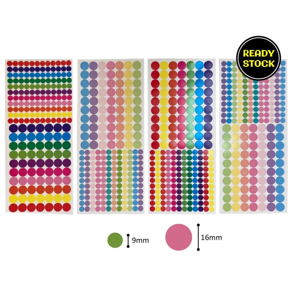 Dot Stickers Ready Stock Sheet Color Sticker Adhesive Label Dot