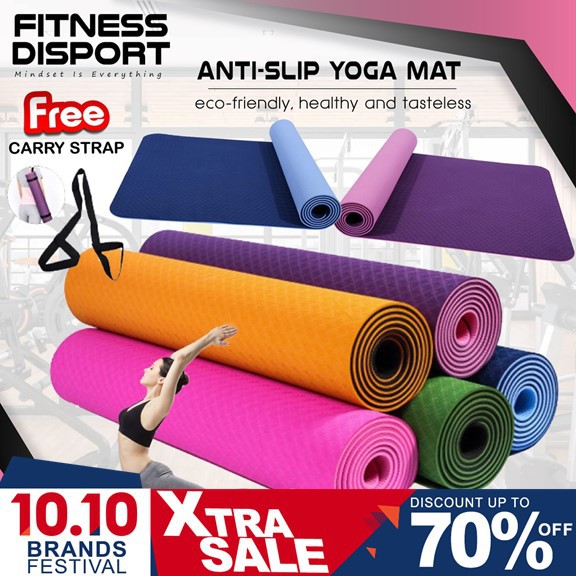 [NEW] TPE Yoga Mat Non-Slip THICK 6MM Mat Double Layer Dual Tone Color ...