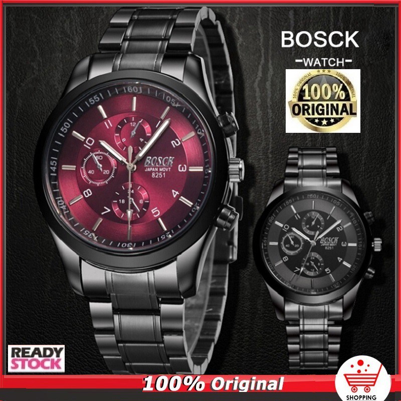 Ready Stock Bosck Men S Business Casual Steel Jam Tangan Watch