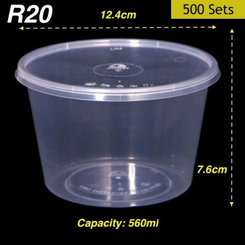 R20 Round Plastic Foos Container With Lid   Bekas Plastik Bulat 