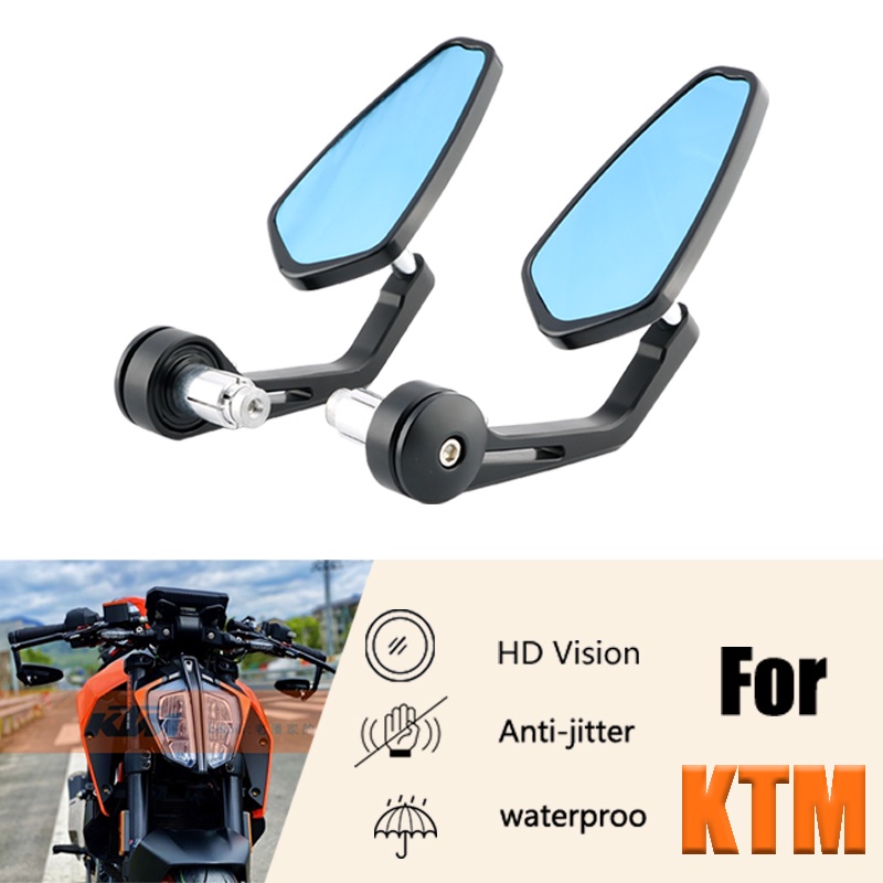 BEESCLOVER 7/8 22mm Handle bar Universal Pair Motorcycle Rearview Mirror Handle bar End Side Mirrors for KTM 690 smc Duke 390 1190 Adven Black 