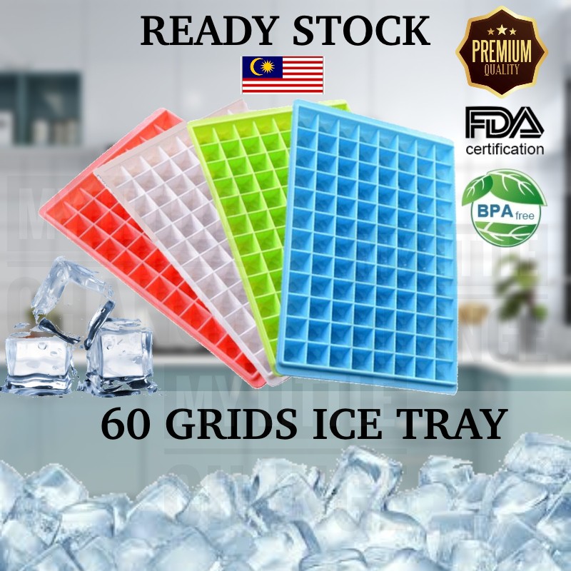 READY STOCK🇲🇾 Ice Cube Tray 60 Grids Fruit Ice Cube Maker DIY Creative Small Ice Cube Mold Square Shape Kitchen Tools