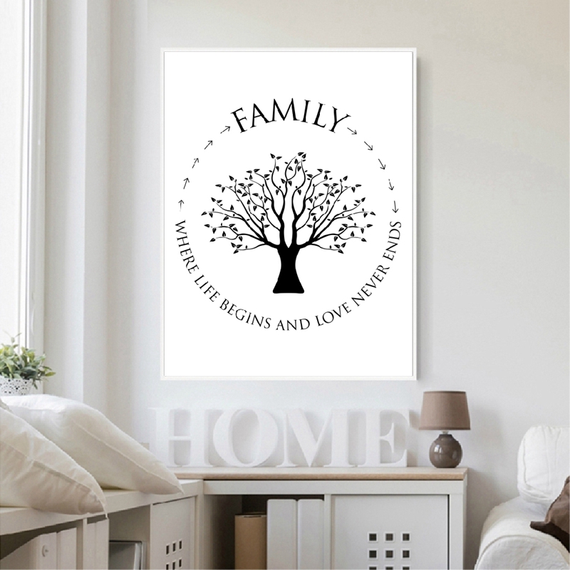 Family Quotes Wall Art Canvas Where Life Begins And Love Never Ends Family Tree Poster Prints Shopee Malaysia