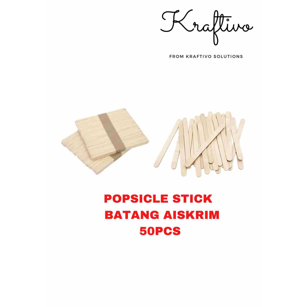 BATANG AISKRIM POPSICLE ICE CREAM STICK 50PCS ART BATANG AISKRIM POPSICLE ICE CREAM STICK 50PCS ART