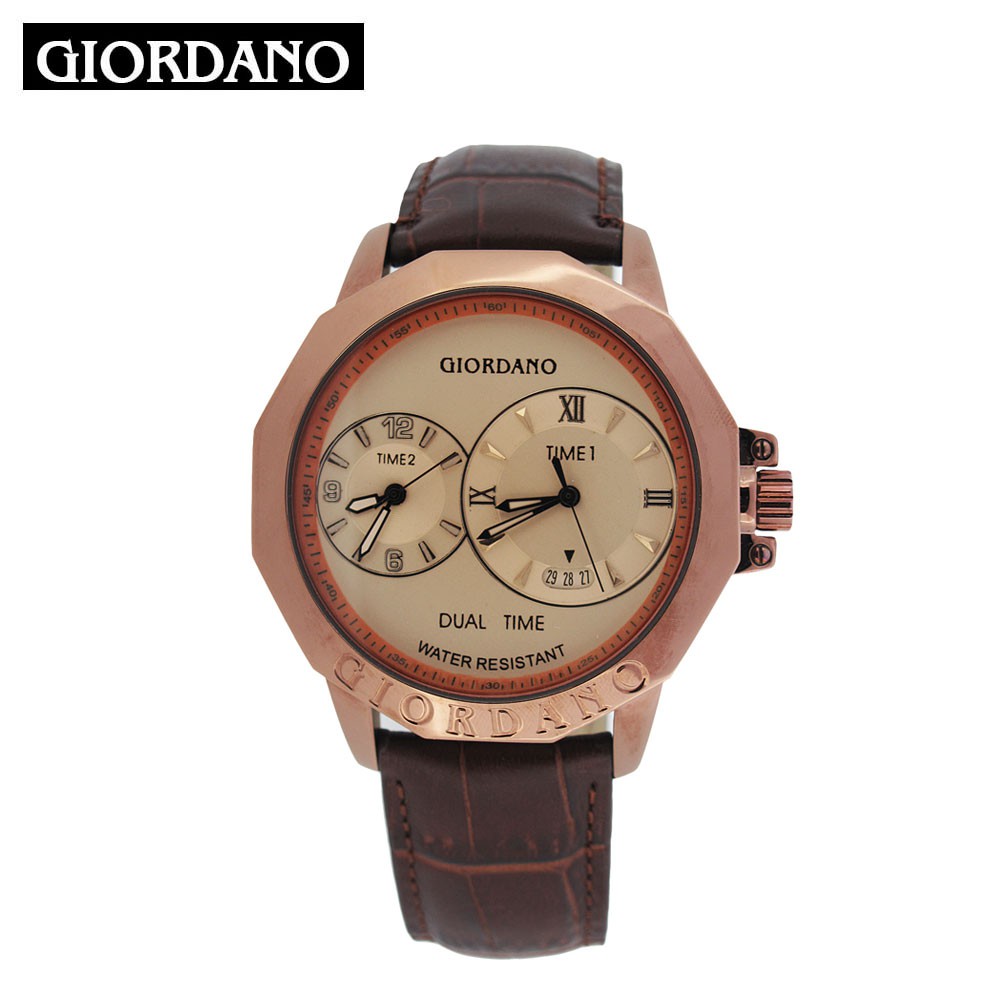 giordano dual time leather watch