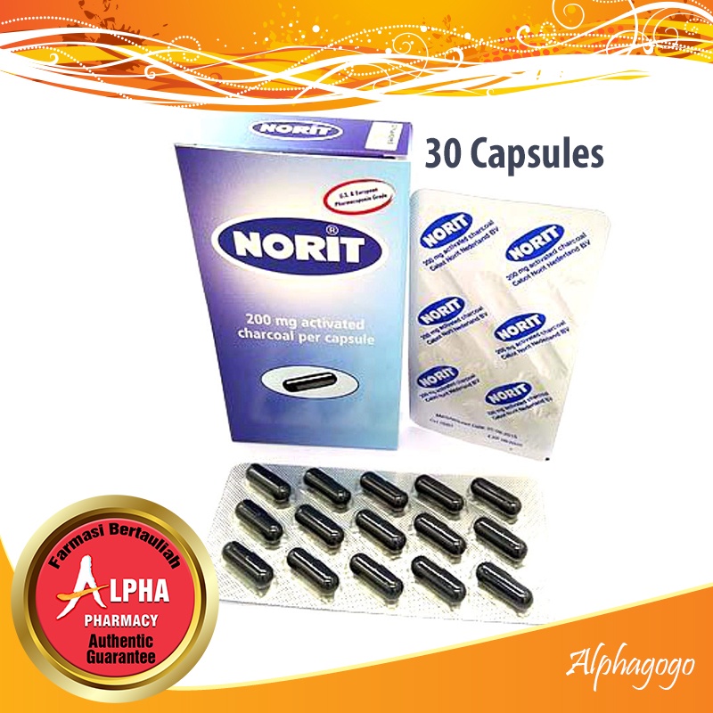 NORIT 200mg Activated Charcoal (30 Capsules) Exp 08/2025) Shopee