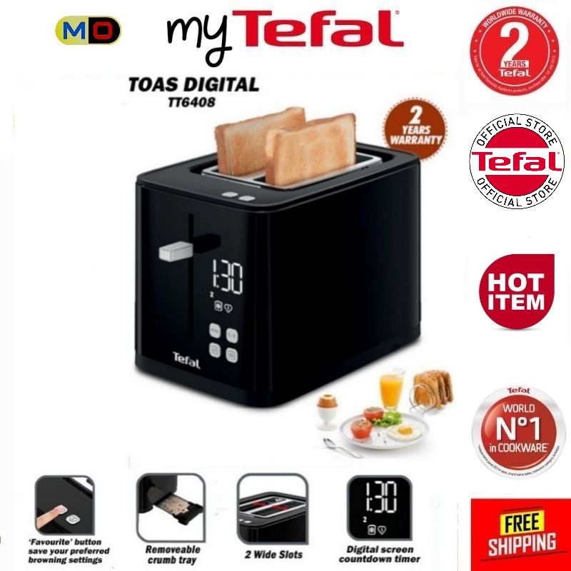 Tefal Smart’N Light Toaster TT6408 2 Slices Digital  Toaster