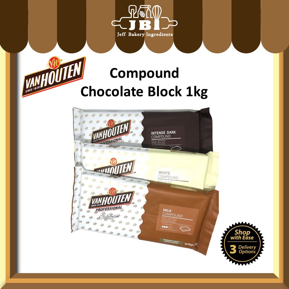 VAN HOUTEN Chocolate Compound 1KG [Baking Use Dark /Milk / White Chocolate]