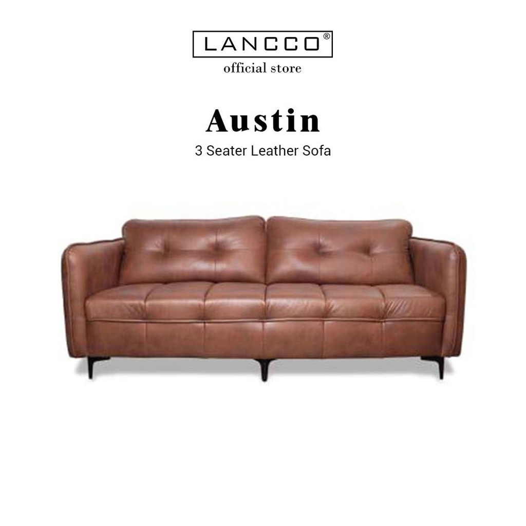 LANCCO Austin 3 Seater Sofa Leather Look Sofa Vintage Sofa Farm House  Industries Design Retro Sofa | Shopee Malaysia