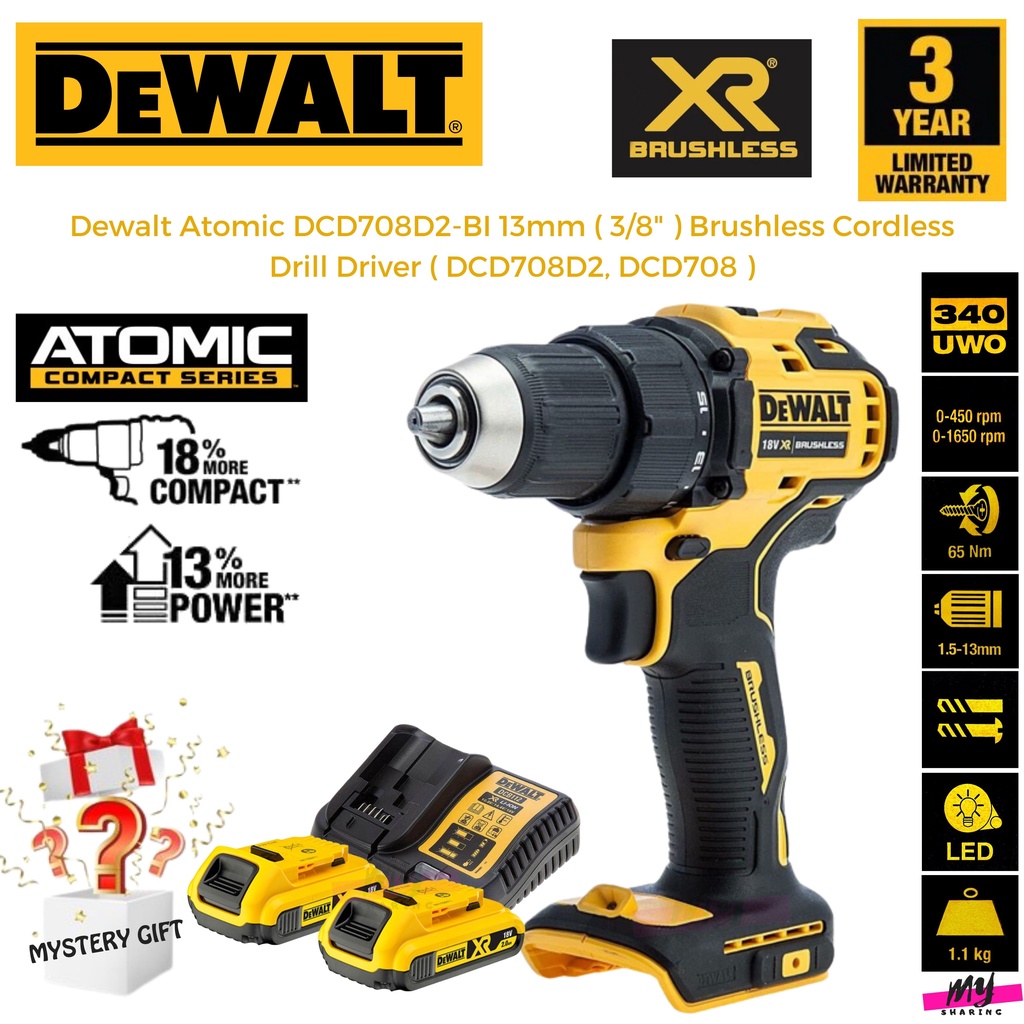 DEWALT Atomic DCD708D2-BI 13mm ( 3/8