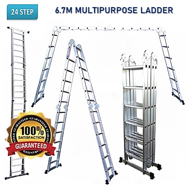 ( LD5 ) Heavy Duty Aluminium 24 Steps Multipurpose Ladder 6 Hinges MP24 ...