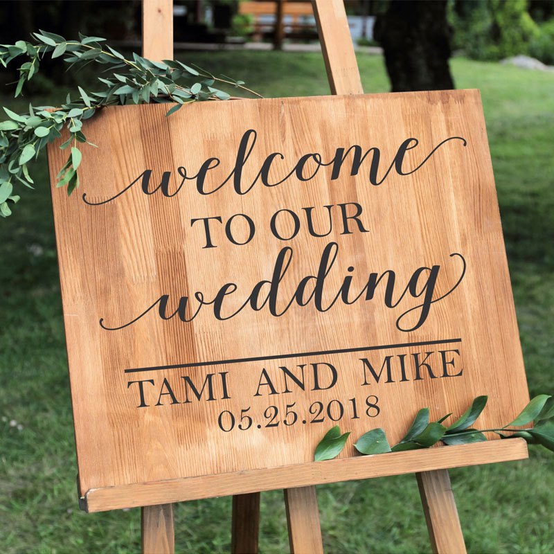 Custom Quotes Welcome Sign Names Date Simple Personalized Wedding