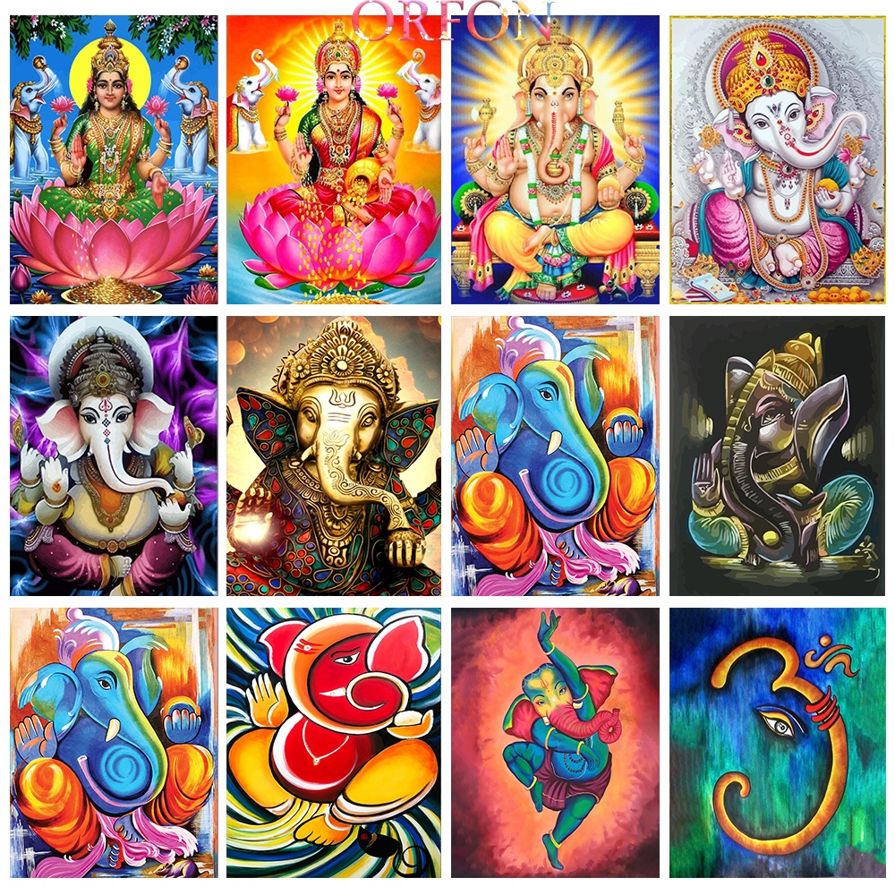 Paint by Number Religion Bharatiya Temple Amalaki Ekadasi DIY Painting by Numbers Indian elephant Home Decor Unique Gif