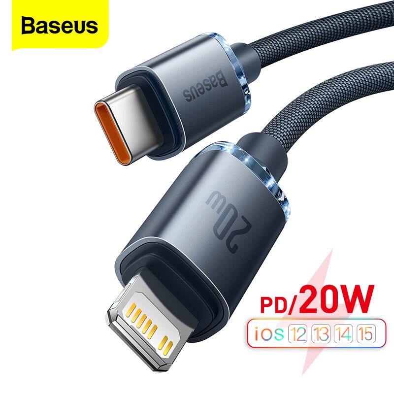 Baseus PD 20W Cable For iPhone 13 Pro Max 12 11 XR Mini Fast Charging Charger Type C Cable For iPad USBC Data Wire Cord