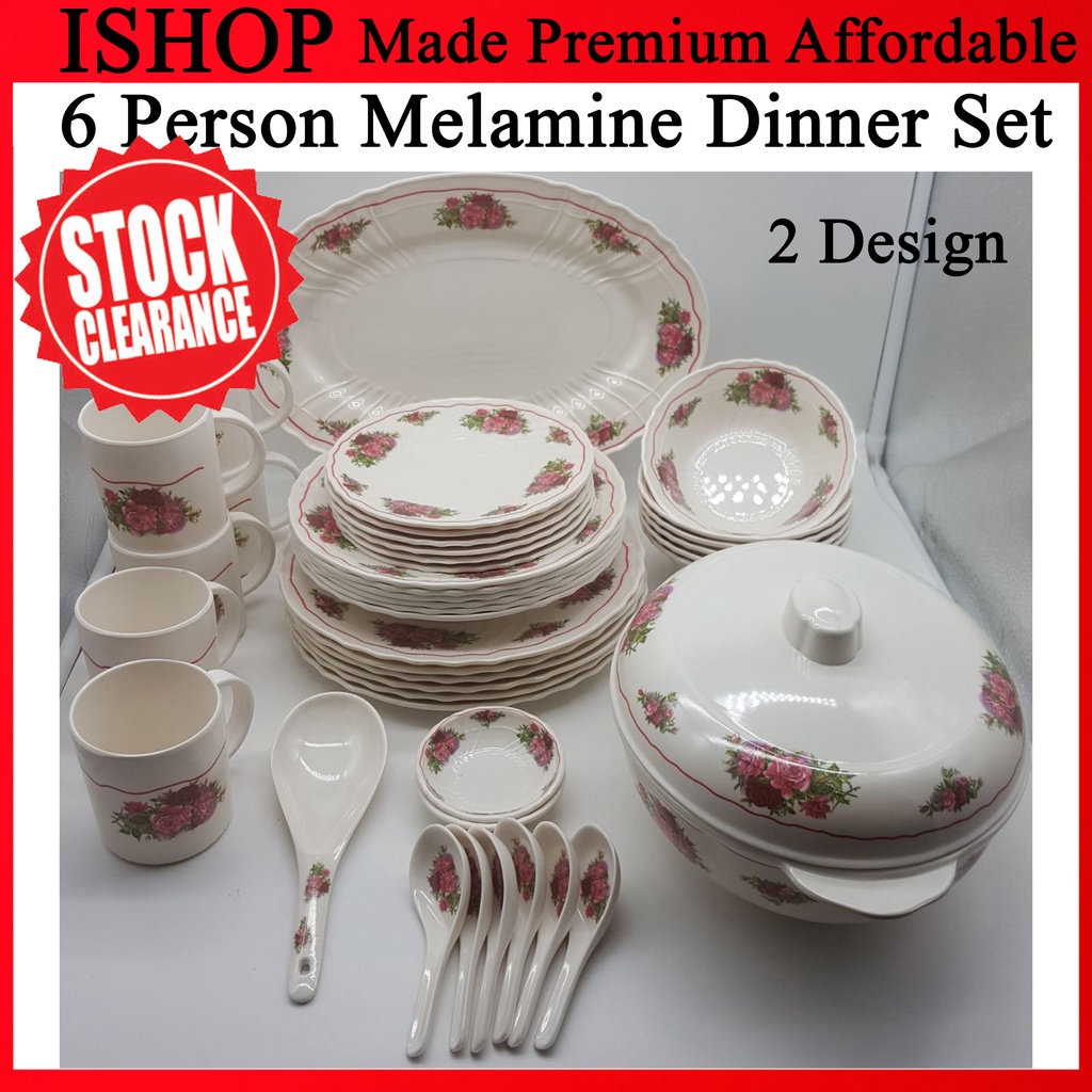 (Stock Clearance) 42pcs Melamine Dinner Set 6 Person Dinner Set/Set