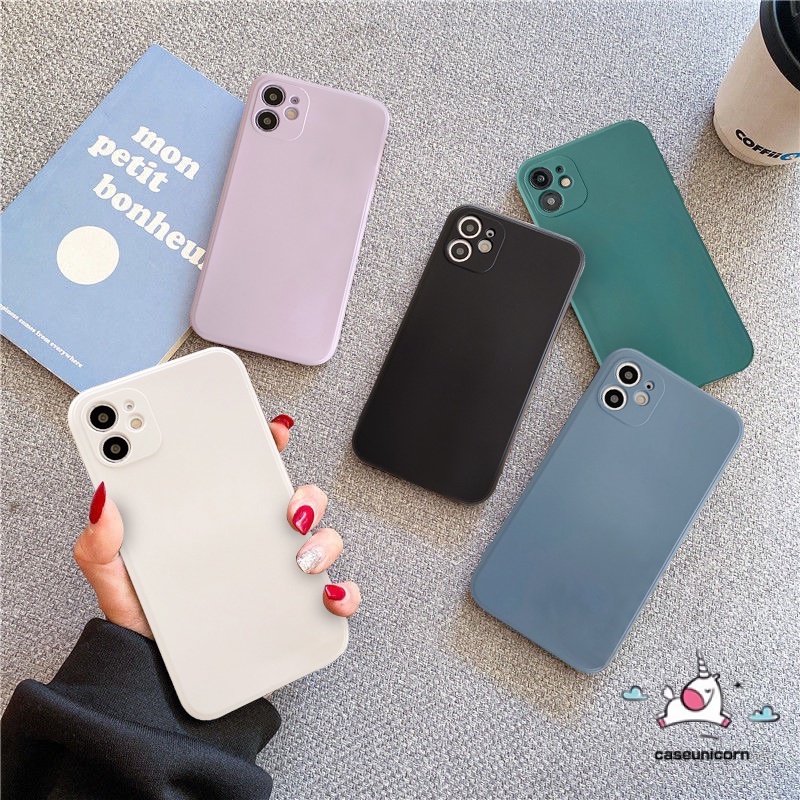 Tpu Soft Case for Samsung A72 A52 A03 A32 A12 A11 M11 A53 A33 A13 M12 A20s A71 A30s A50s A50 A70 A10s Straight Edge Solid Color Camera Lens Protector and Phone Case